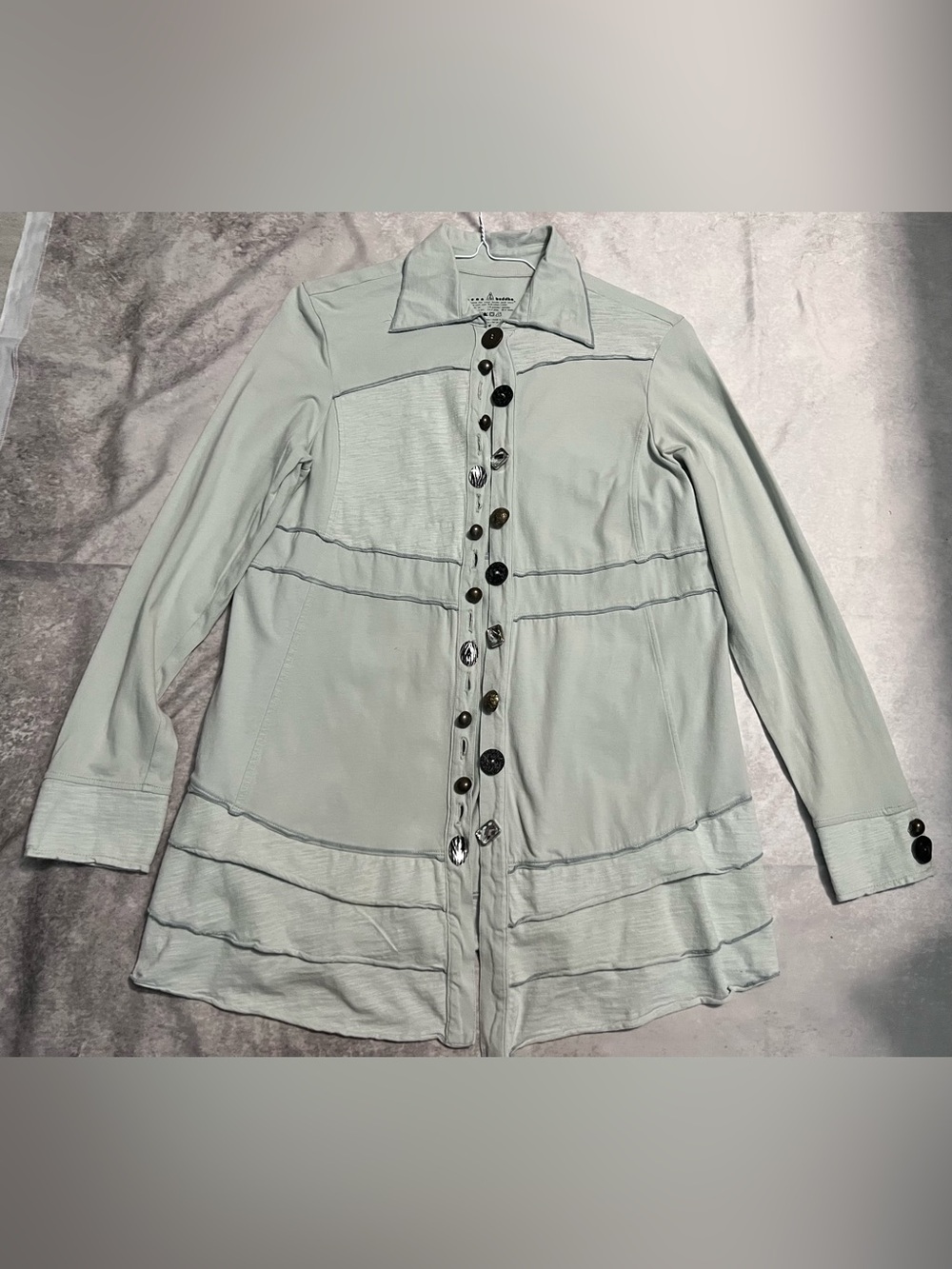 neon buddha Light Sage Green Long Sleeve Button Front Jacket